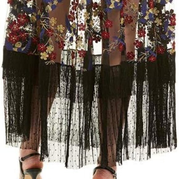 NWT Dress the Population Gina Sleeveless Lace Illusion Hummingbird Maxi Dress M - Picture 3 of 4